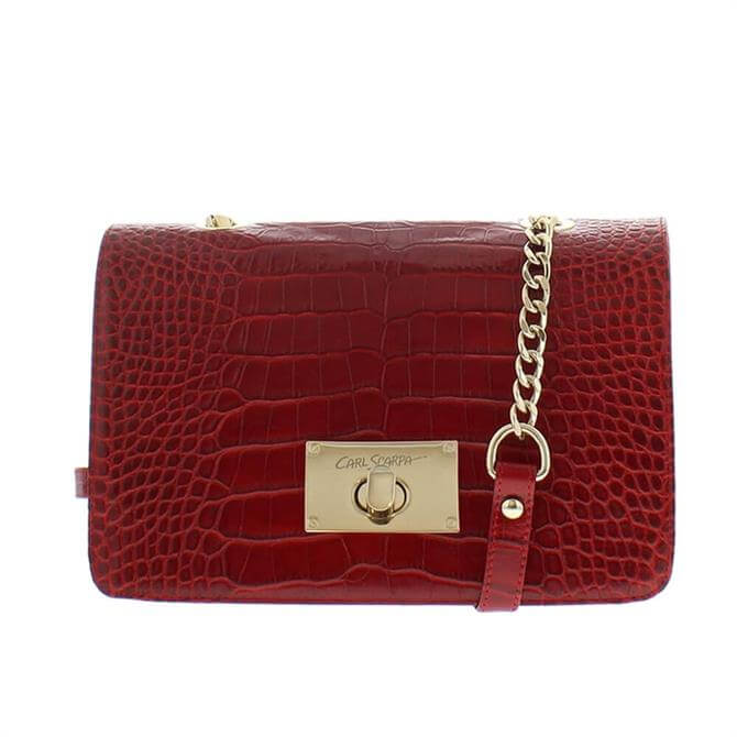 Carl Scarpa Fidela Red Croc Effect Leather Handbag